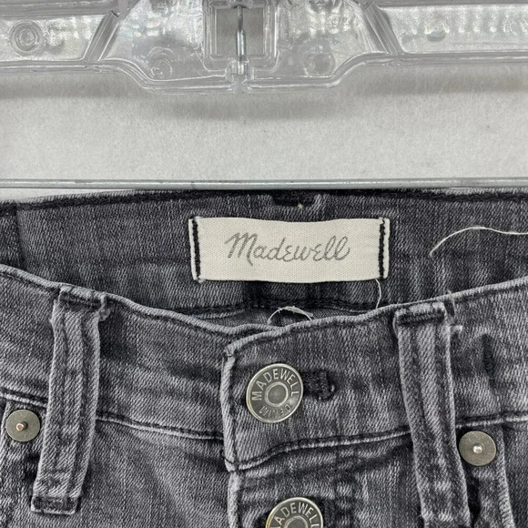 Madewell Jeans Womens 26 Black Wash High Rise Slim Skinny Raw Hem Button Denim - Picture 8 of 11